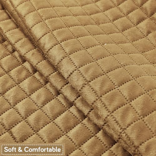 Image of HOKIPO Quilted Sofa Cover 5 Seater Set (3+1+1) - Sofa Cover for Seat & Back | 'Quilt Classic' Yellow (IN-927 * 2+925 * 4-YLW)