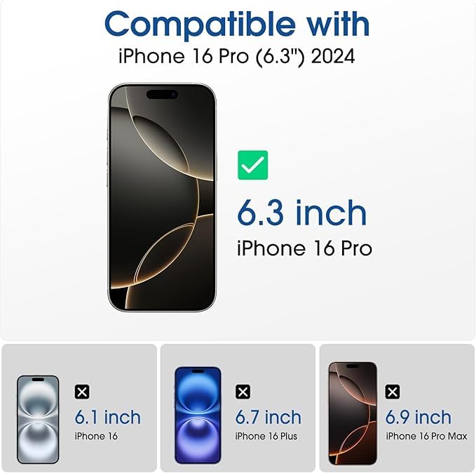 Image of amFilm OneTouch for iPhone 16 Pro privacy Screen Protector 6.3'' 2024 | 30s Auto-Alignment, Bubble Free, Tempered Glass, 28 Anti Spy, Shatterproof, Camera Lens Protector 2+2 Pack (16P-6.3'')