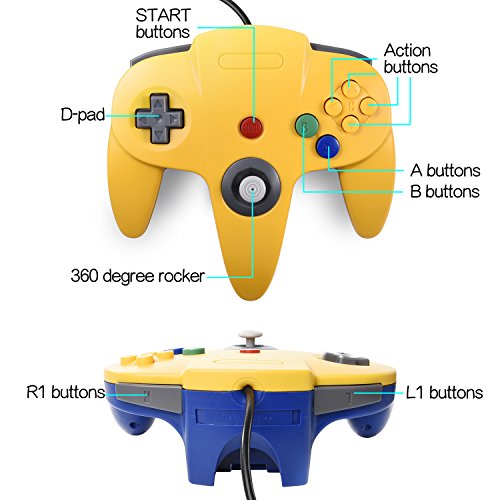 Image of miadore 2 Pack Classic N64 Controllers, Retro N64 Gamepad Joystick Joypad for N64 System Home Video Game 64 Console