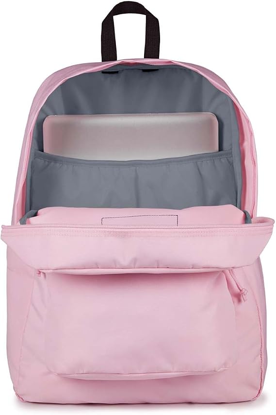 JanSport SuperBreak Plus Backpack with Padded 15-inch Laptop Sleeve and Integrated Bottle Pocket - Spacious and Durable Daypack for Work and Travel - Pink Ice