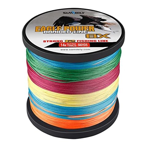 Samdely EaglePower 8 Strands Braided Fishing Line Abrasion Resistant Braided Lines Superior Knot Strength, Test for Salt-Water, 40LB-150LB, 500-1000 Yds, Blue Camo (Multicolor, 30LB(500 YDS) Cover