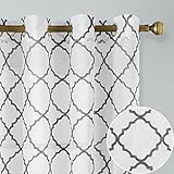 HOMEIDEAS Grey Moroccan Sheer Curtains Embroidery Curtains for Bedroom Room 52 X 84 inch Long Grommet Top Semi Sheer Curtains Light Filtering Voile Curtains 2 Panels Window Curtains