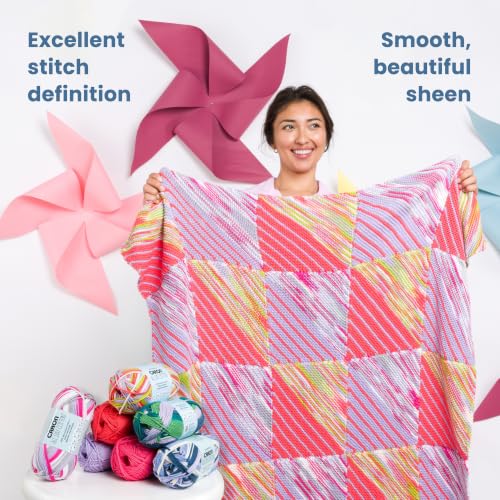 Image of Caron All Day Cotton Prints Yarn for Crocheting, Snow On The Beach, 3-Pack