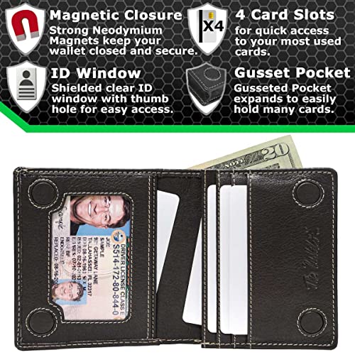 Id Stronghold Waltlet - Rfid Blocking Bifold Wallet For Men With Magnetic Clasp - Black #TOP1