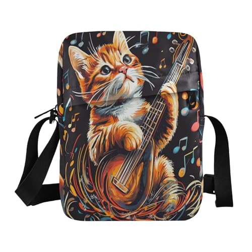 messenger bag for men Small Crossbody Bags For Women Purses Cross Body Bag Adjustable Strap for business business- Colorful Cute Cat Music Play