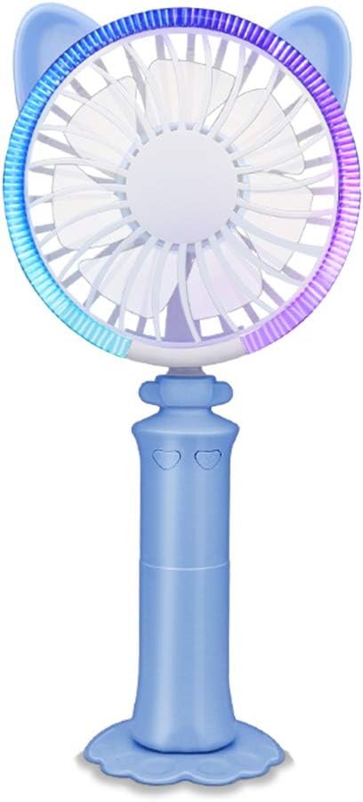 Mini Handheld Fan with LED Night Light,Oladwolf Personal Portable Desk Desktop Table Cooling USB Rechargeable Fan with Base for Office Room Outdoor Household Traveling