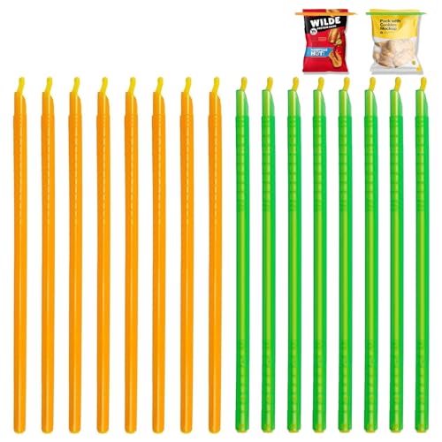 16PCS Reusable Bag Seal Sticks,Magic Bag Sealer Stick Plastic Bag Sealers Bag Clips for Food Storage, Freezer & Pantry Organization（11.25inch）