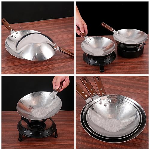 Wok de acero inoxidable con mango de madera ergonómico miniatura 5