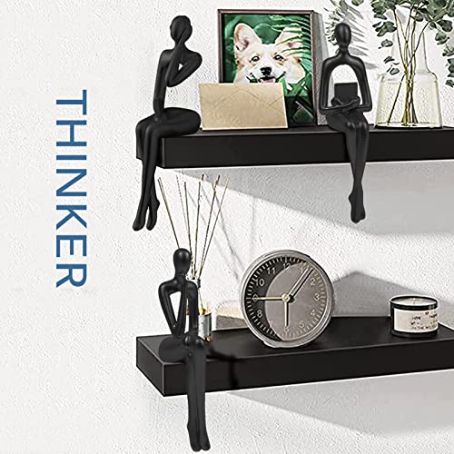 Pwbslai 3Pcs Modern Decor Sitting Thinker Abstract Art Sculpture, Collectible Resin Statue, Figurines Accent Home Decor For Office Desktop Decor (Black) #TOP4