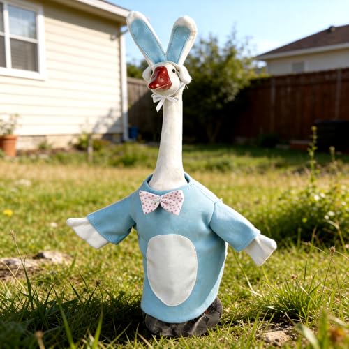 LarpGears Porch Goose Outfits for 23 Inch Porch Goose Decor - Funny Goose Outfits for St. Patrick's Day, Easter, Cowboy Theme for Yard & Garden Decor (Easter)