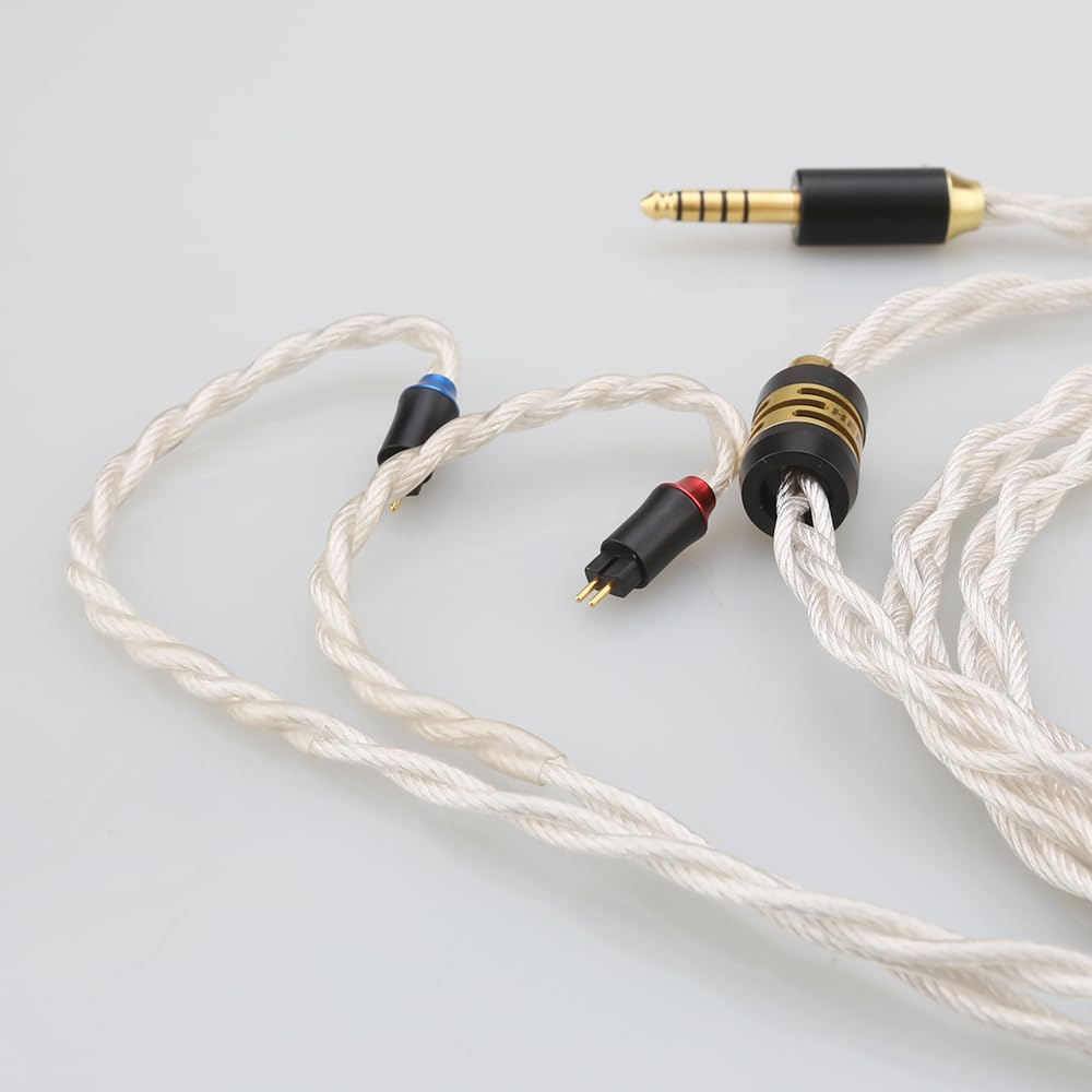 2 Pin IEM Earphone Cable for Inear Monitor-Silver Plated Copper Connector 2Pin 0.78mm /MMCX/Sens IE80/IE40Pro/IE100/IE300/ATH-E40/E50/IM50/IM70 (4.4mm)