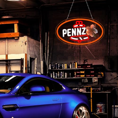 Image of WonderfulLife Pennz Oil Neon Sign for Garage Decor,Motor Oil Led Signs for Man Cave Lube Store or Auto Repair Store Display Lighting,5V USB Easy Hanging.