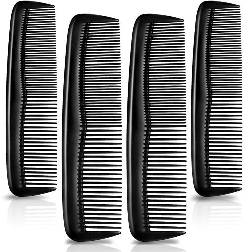 4 Pieces Black Hair Combs Plastic Pocket Combs Fine and Standard Tooth Hair Cutting Comb Fine Dressing Styling Combs Hairdressing Barber Salon Comb for Women Men Hair Care Tool
