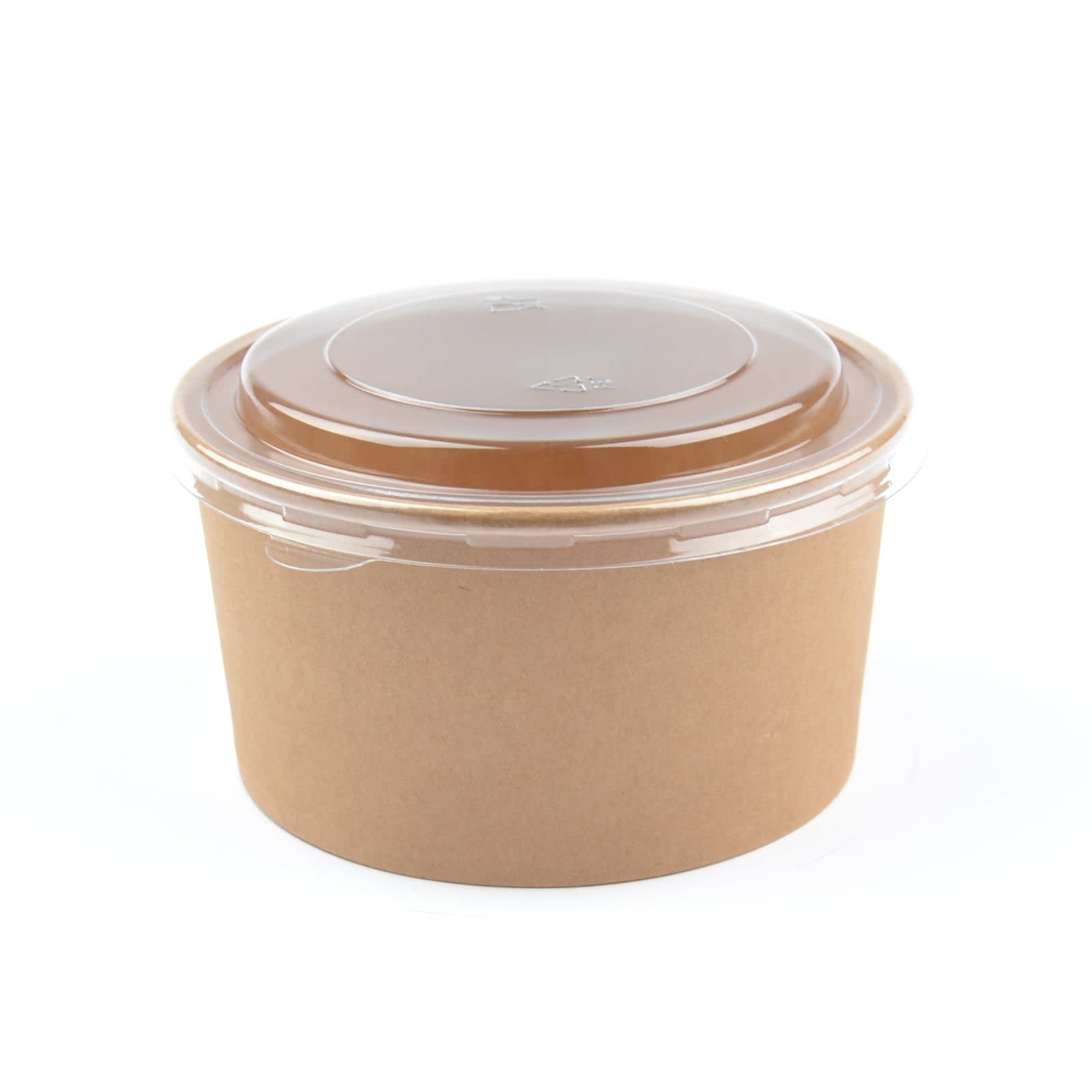 Kraft, 150 ciotole per insalata con coperchio, rotonde, da 1000 ml, per insalata, insalata, insalata, insalata, tazze di cartone