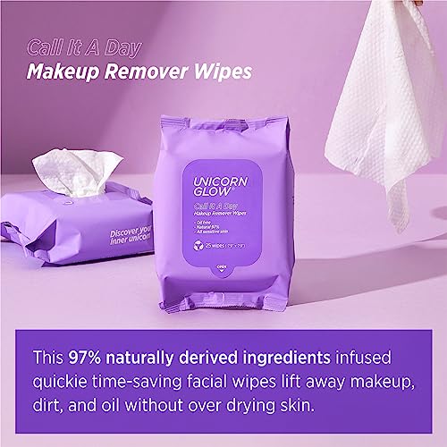 Unicorn Glow Makeup Remover Cleansing Face Wipes + Lip Eye Makeup Remover Duo - Xl Oversize Daily Cleansing Facial Towelettes (1 Ea+ Oil Free Lip Eye Makeup Remover) #TOP1