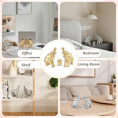 Estatua decorativa de elefante dorado para sala miniatura 5