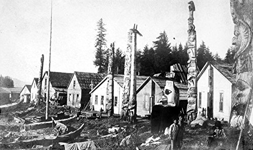 Alaska Village Of Howkan Nnorthwest Coast Native American Village At Howkan Alaska Stereograph View 1897 Poster Print by (18 x 24)