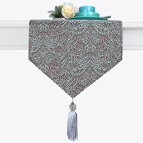 Chemin de table vintage en jacquard vert chic de table de mariage et réception