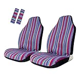 Copap Seat Covers Universal for Front Seat Baja Stripe Colorful Bucket Covers for Car, SUV & Truck (2 seat Covers+2 seat Belt Covers)