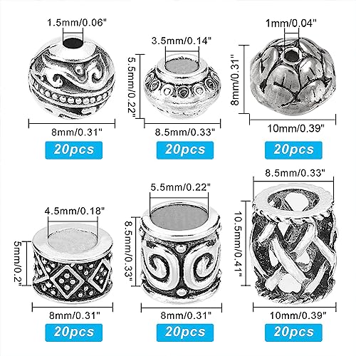 NBEADS 120 Pcs 6 Styles Tibetan Style Alloy Beads - Image 2