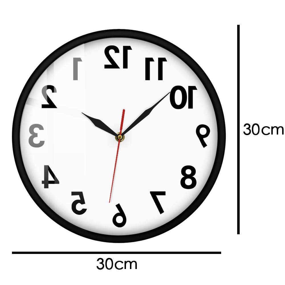 Reloj de Pared inverso Números inusuales Reloj Decorativo Moderno al revés Reloj excelente Reloj para su Pared (Marco de Metal)