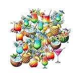20 Handmade Tropical Cocktails Drinks Stickers Glossy Vintage Flower Stickers for Journals, Scrapbooks, Laptops & Crafts