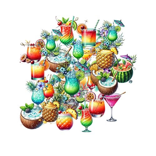 20 Handmade Tropical Cocktails Drinks Stickers Glossy Vintage Flower Stickers for Journals, Scrapbooks, Laptops & Crafts