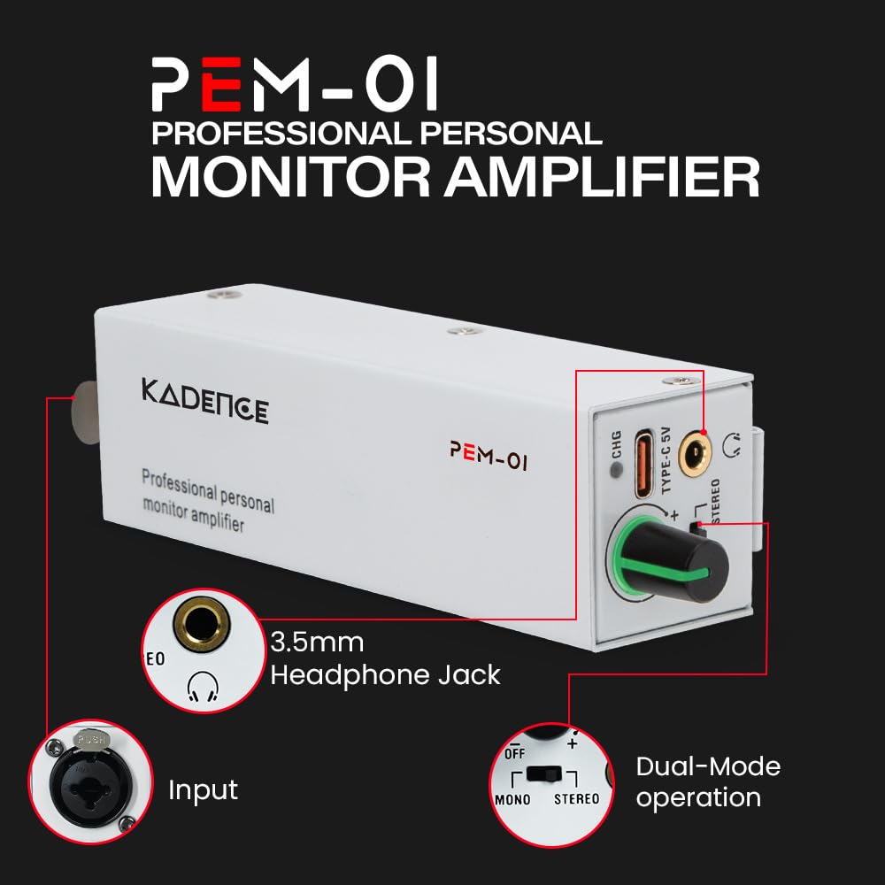 Kadence PEM-01 Jamming Series IEM Amplifier - White -6