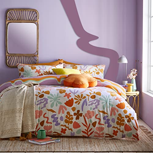 furn. Amelie Duvet Cover Set - Colourful Floral Reversible Bedding (Multicolour Floral - King) - Image 4