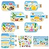 CY2SIDE Summer Beach Stickers - 12PCS Summer Drifting Bottles Sticker Art Craft for Kid Make Your Own Beach Sticker Scene with Pineapple Flamingo DIY Hawaii Party Game Class Fun Activities