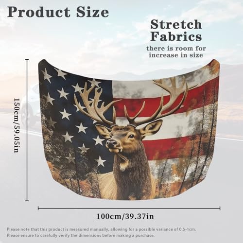 Image of Car Snow Cover,A Waterproof,Windproof Half Car Cover for Winter Frost and Ice Removal-American Flag Deer
