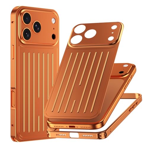 Coque iPhone 17 Pro Max pare-chocs antichoc cadre en métal coque arrière rigide orange