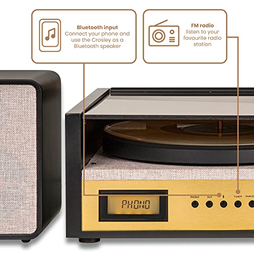 Crosley Coda Tourne-Disque avec 2 Haut-parleurs, Bluetooth in & AUX, Radio FM – 2 Vitesses Retro – pour Vinyle 7″, 10″ et 12″ – Noir Gris - Les Beatles, Paul McCartney, John Lennon, RIngo Starr, George Harrison Crosley Coda Tourne-Disque avec 2 Haut-parleurs, Bluetooth in & AUX, Radio FM – 2 Vitesses Retro – pour Vinyle 7", 10" et 12" – Noir Gris – Image 8