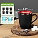 Qipecedm 6 Pack Porcelain Coffee Mugs Set, 12 Ounces Ceramic Coffee Mugs, Matte Black Coffee Mug, Restaurant Cups for Coffee, Tea, Cappuccino, Cocoa, Cereal, Black outside and Colorful inside