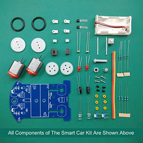 Soldering Project kit Solder Learning Practice for School Electronic Education, Great Fun Gift for Electronics Hobbyists and Trainer (D2-5 Smart Car Kit)