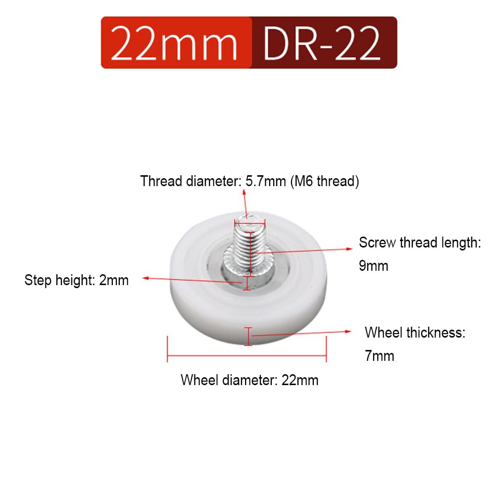 Aoktorkit 10Pcs 22mm Drawer Roller Plastic Pulley Drawer Replacement Wheels for Furniture, White - Image 3