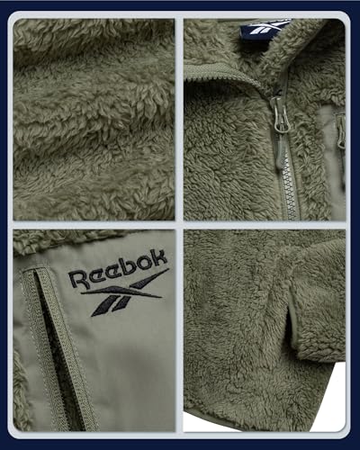 Image of Reebok Girls Plush Sherpa Fleece Full-Zip Hooded Teddy Winter Jacket