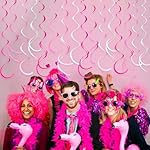 36 Pcs Hot Pink Hanging Swirl Decorations Ombre Pink White Felt Swirl Streamer Spiral Ceiling Decoration Garland for Birthday Bachelorette Wedding Bridal Shower Engagement Pink Girl Hen Party Supplies - Image 4