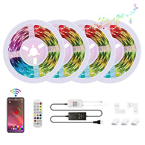 Flash Deals - 40% OFF 133ft/40m High Quality 5050 RGB LED Strip Lights, Bluetooth led stip Light, Controlled via Smart app Controlled, Sync with Music, Ideal Decoration for Home, Garden, bar and Party (133ft)