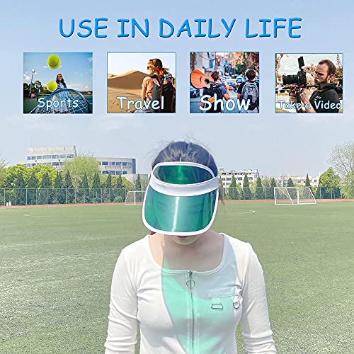 5 Pack Sun Visor Hats Clear Bachelor Party Poker Visors Outdoor Beach Sports Travel Running Retro Travel Golf Trip Sunhat Reflective Casino Cap (Clear,Green) #TOP2