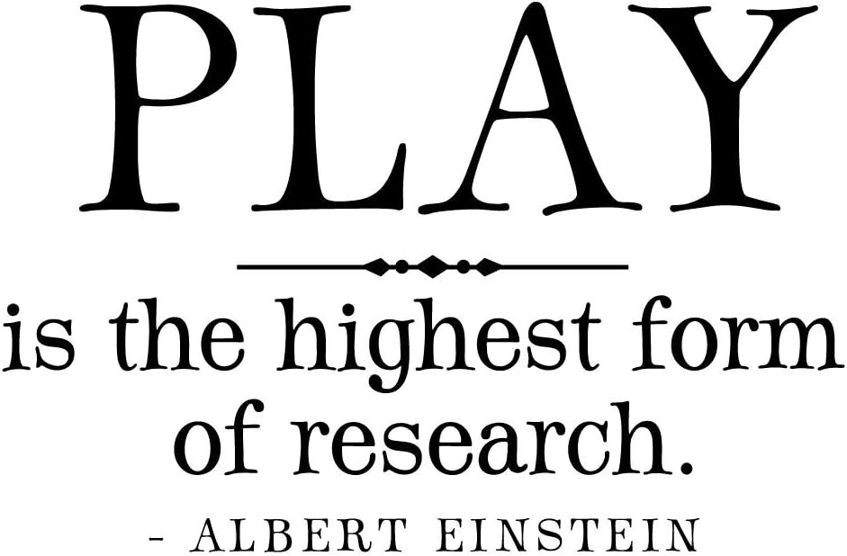 Play is The Highest Form of Research - Albert Einstein Quote Playroom Decal Childrens Kids Wall Decal Art Letters Motto