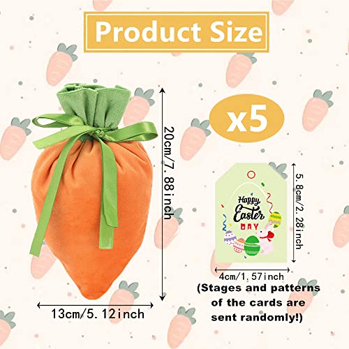 Ohnngbby Easter Gift Bags Velvet Carrot Bags 5pcs, Sweet Bags Drawstring Gift Bags - Image 2