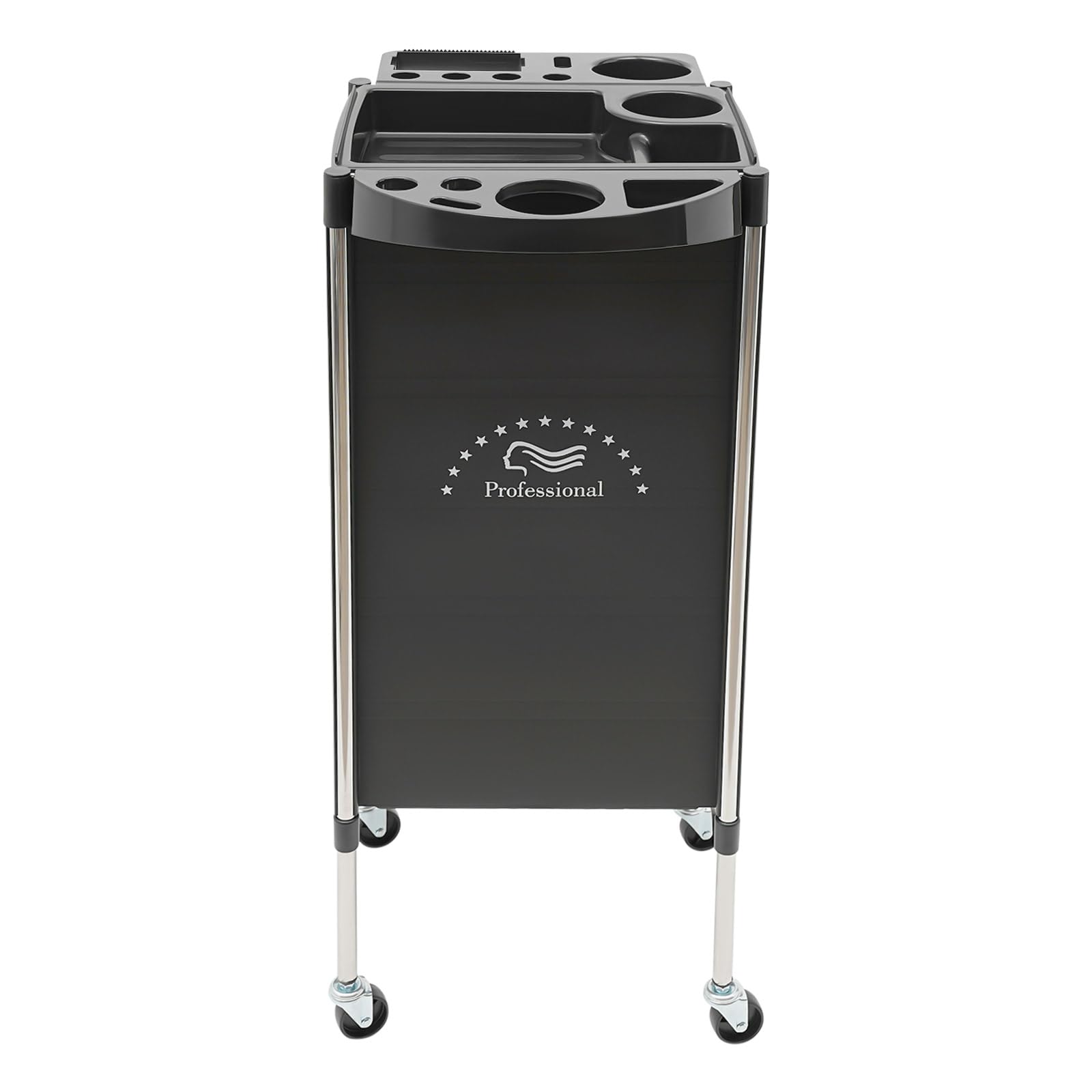 Chariot de coiffure 5 tiroirs roulettes noir pour coiffeur spa