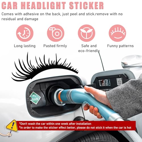 Image of Ohleats 2PCS Car Headlight Eyelash Stickers, Funny Cute Fake Eyelashes Bumper Window Decal, Waterproof Decoration Sticker for Auto Body Headlamp, Universal Exterior Car Accessories (Black)