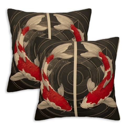 Japanese Koi Fish Throw Pillow Covers