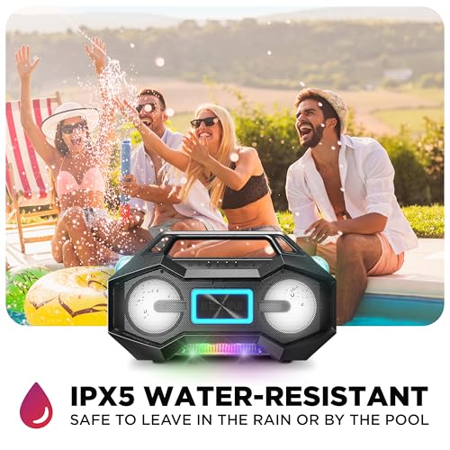 Ion Party Rocker Go: Portable Bluetooth Speaker with Lights, Battery, FM Radio, USB, and Water Resistance