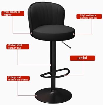 Adjustable Swivel Bar Stools Set Of 2 With Backrest And Footrest Counter Height Brown(Brown)