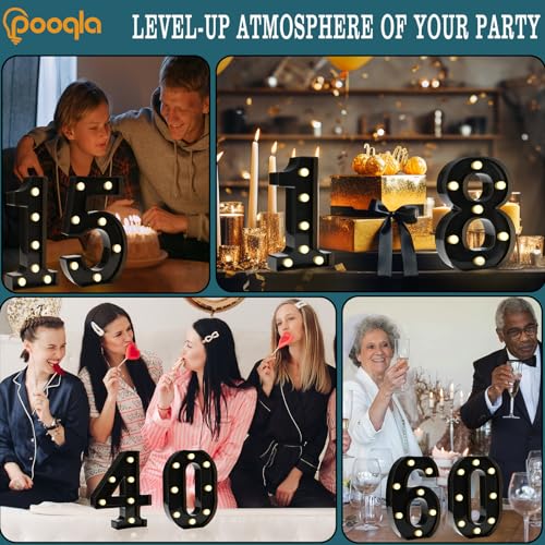 Pooqla Decorative Led Light Up Number Letters, Black Plastic Marquee Number Lights Sign for 75th Birthday Party Wedding Decor Battery Operated Black Decoration 75 by Pooqla - Image 5
