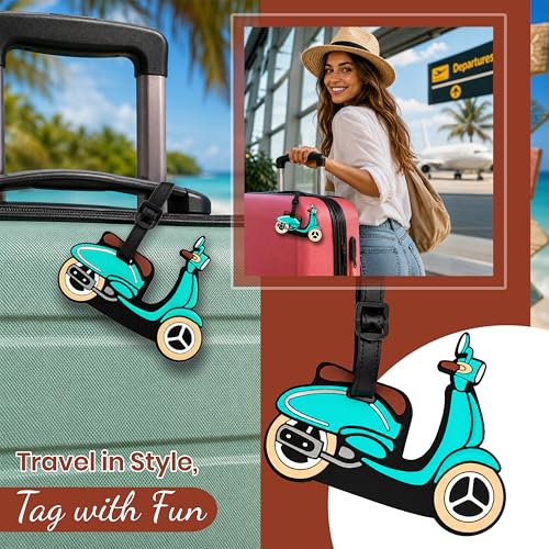 Image of Storite Pack of 2 Luggage Tags with Black Silicon Strap (Teal)