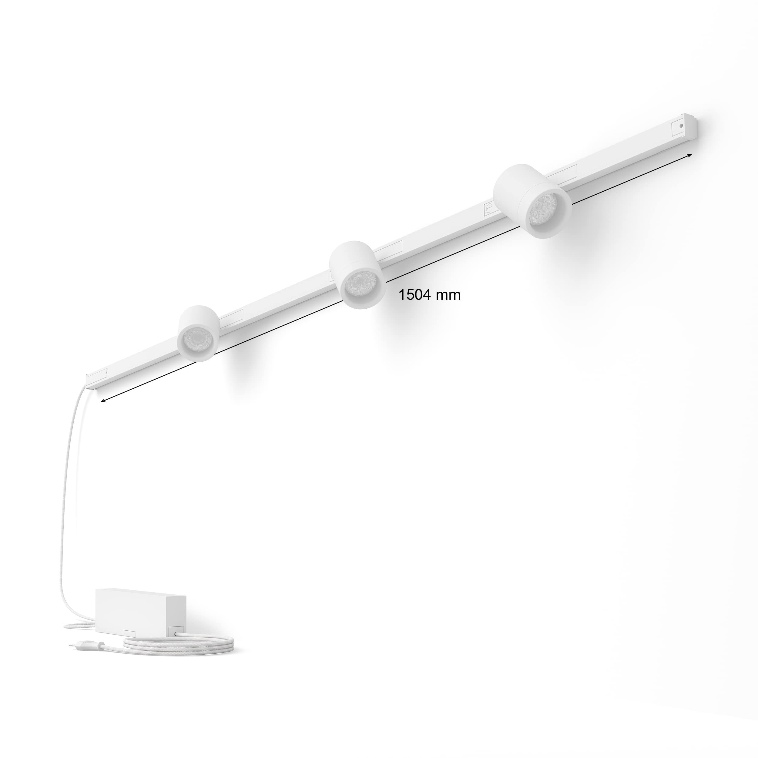 Philips Hue - Perifo Iluminación en carril Luz Blanca y de Colores - Set base de pared recto de 150.4cm (blanco) y 3 focos - Anclajes incluidos